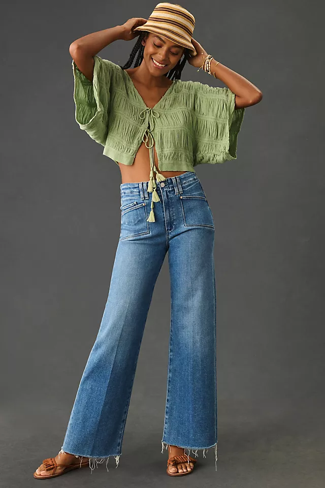 Paige Anessa High-Rise Wide-Leg Crop Jeans SUNNIE DISTRESSED